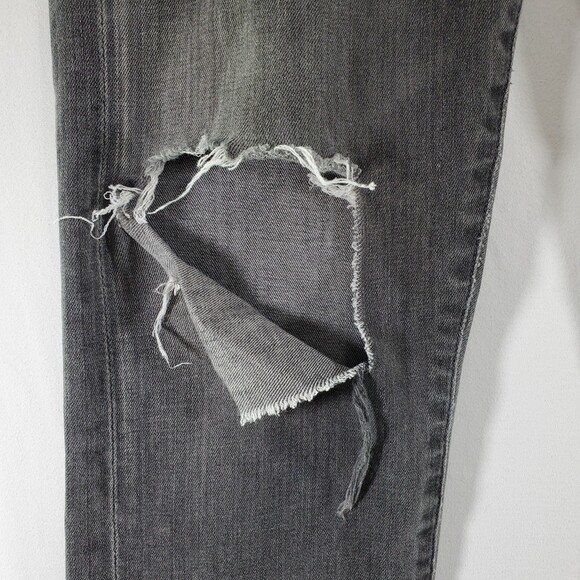 A Gold E 26 Isabel Slim Fit Boyfriend Agolde Grey Distressed Holes Low Rise - Picture 8 of 11